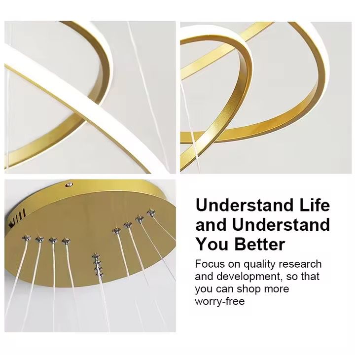 blissbells Metal Modern Ring Chandelier (3 Ring Light)