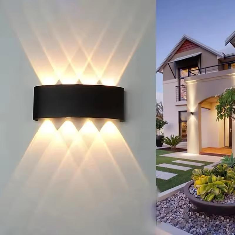 blissbells 8 Watt 8 Rays Up-Down LED Outdoor Wall Lights Waterproof IP65 (Warm White) with Metallic Body (8 ray Warm)