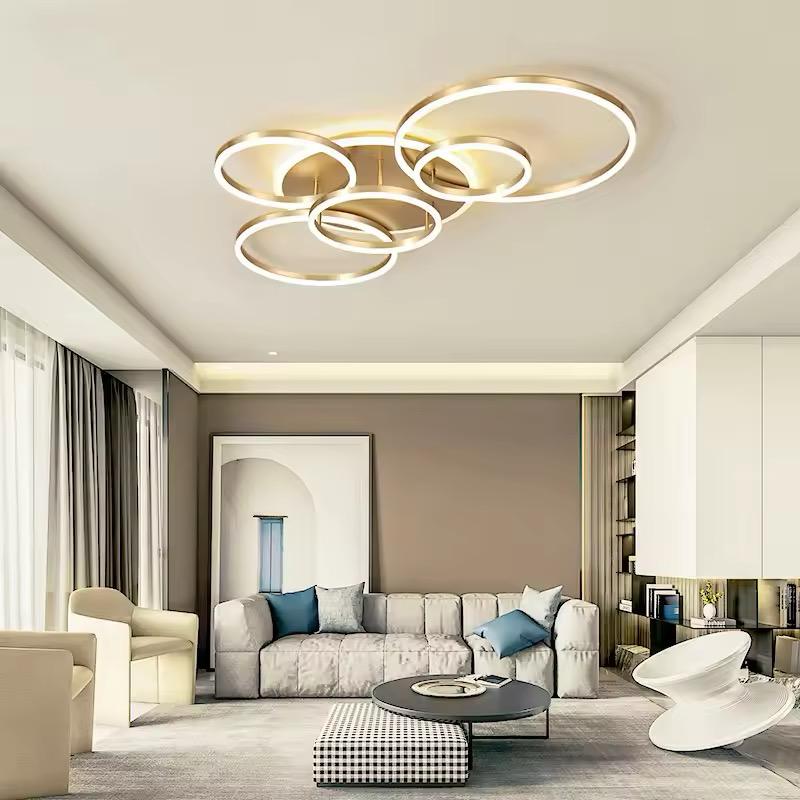 blissbells 5 Light Golden Body Modern LED Ring Chandelier for Dining Living Room Lamp - Warm White