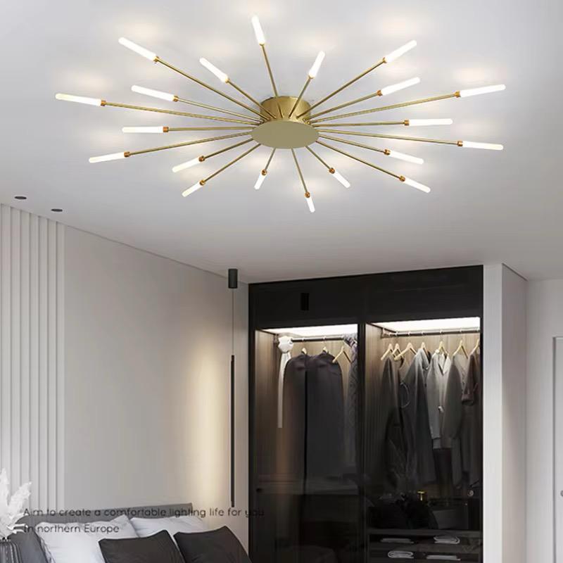blissbells Modern Sputnik Chandelier, 20-Light LED Ceiling Light Fixture, Gold and White