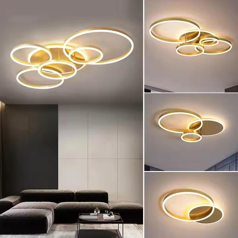 blissbells 5 Light Golden Body Modern LED Ring Chandelier for Dining Living Room Lamp - Warm White