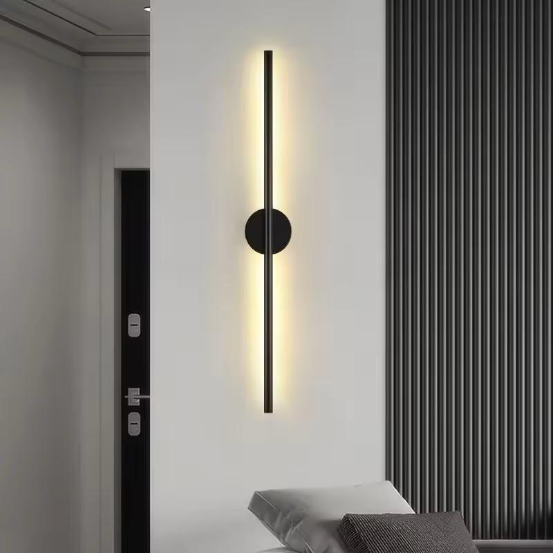 blissbells Modern LED Wall Sconce Light, Linear Wall Lamp with Black Base, Minimalist Design, Warm White