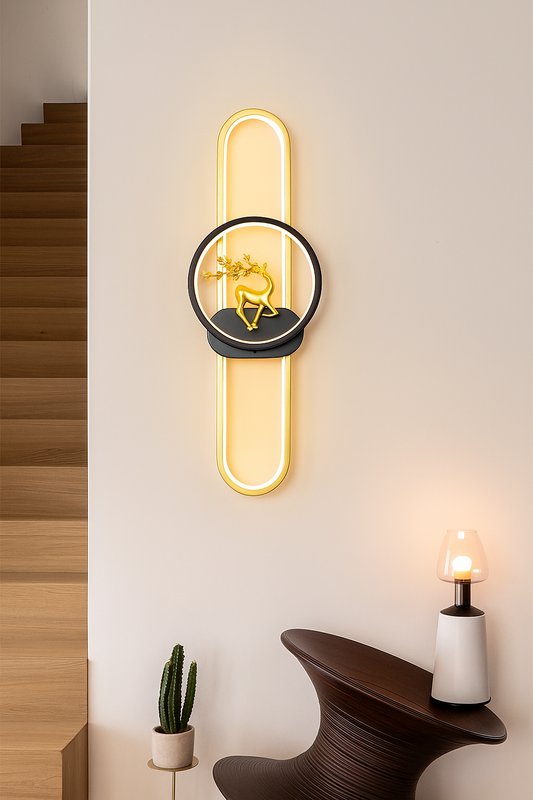 blissbells Modern LED Wall Light with Decorative Deer Design, Oval Tube Shape, Warm White Light