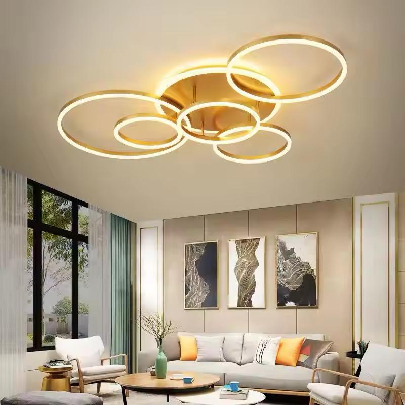blissbells 5 Light Golden Body Modern LED Ring Chandelier for Dining Living Room Lamp - Warm White
