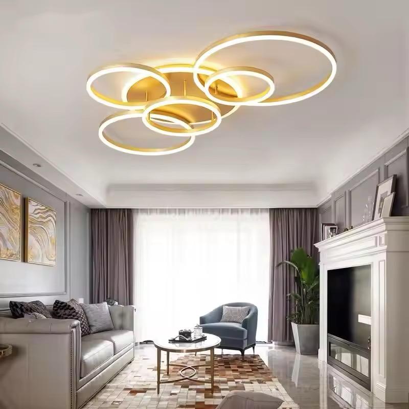 blissbells 5 Light Golden Body Modern LED Ring Chandelier for Dining Living Room Lamp - Warm White