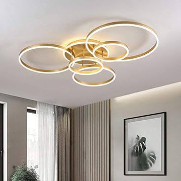 blissbells 5 Light Golden Body Modern LED Ring Chandelier for Dining Living Room Lamp - Warm White