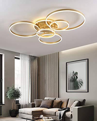 blissbells 5 Light Golden Body Modern LED Ring Chandelier for Dining Living Room Lamp - Warm White