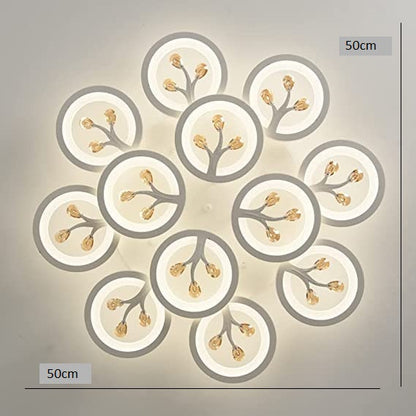 blissbells 12 Light White Body Round Crystal LED Chandelier Lamp - Warm White (Ceiling Light)