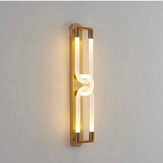 Modern LED Wall Light – Golden Frame with Artistic Curve Design