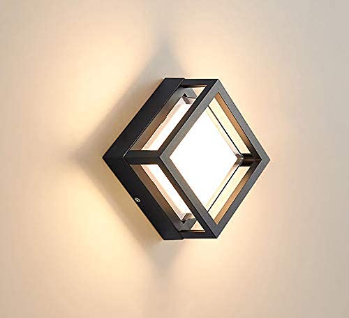 blissbells Modern Diamond Wall Light, Black Frame, LED Sconce, Geometric Design