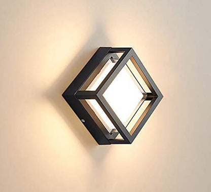blissbells Modern Diamond Wall Light, Black Frame, LED Sconce, Geometric Design
