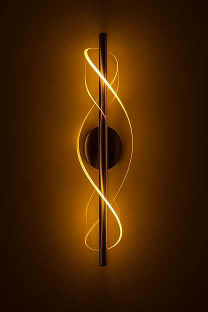 Modern Spiral LED Wall Light – Gold Finish Decorative Sconce for Living Rooms & Bedrooms (Flat Acrylic Sconce)
