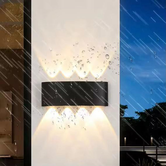 blissbells 8 Watt 8 Rays Up-Down LED Outdoor Wall Lights Waterproof IP65 (Warm White) with Metallic Body (8 ray Warm)