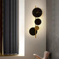 blissbells Modern Abstract Wall Light with Integrated Clock, Minimalist Design in Black and Gold (Clock and Circles)
