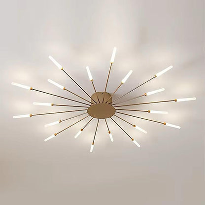 blissbells Modern Sputnik Chandelier, 20-Light LED Ceiling Light Fixture, Gold and White