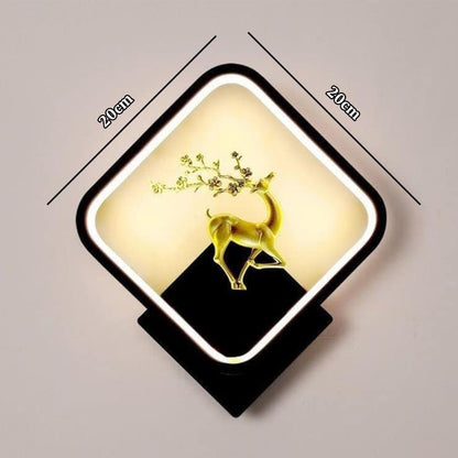 blissbells LED 13 Watt Golden Rein Deer Black Square Wall Light for Home Warm White, Cool White, Natural White
