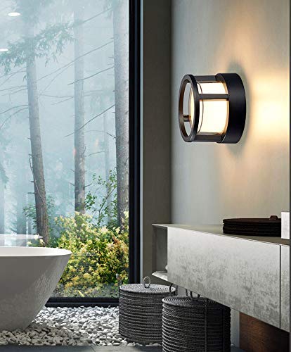 blissbells Modern 12 Watt M932 LED Outdoor Modern Round Acrylic Wall Light Black Gold Wall Light 4000k, Pack of 1