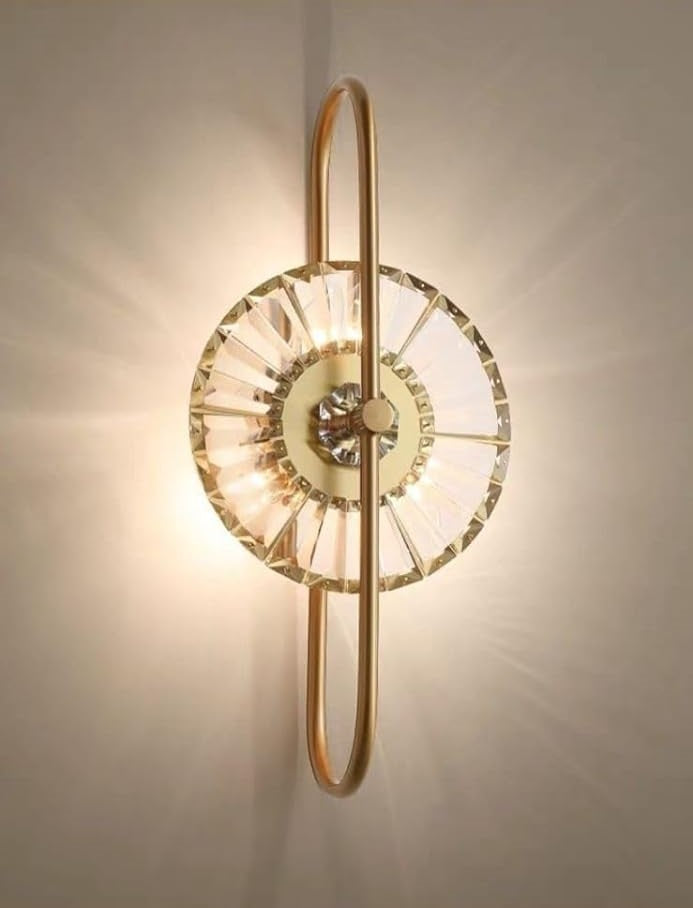 blissbells Indoor Sconce LED Crystal Modern Bedside Bracket Lights Gold Luxury Crystal Wall lamp, Warm White Pack of 1