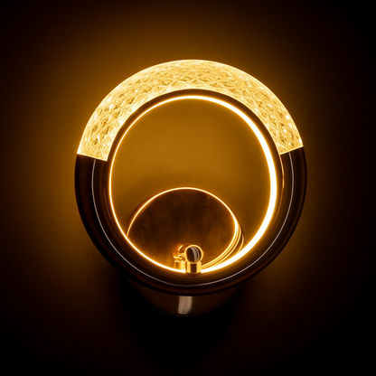 blissbells Modern Crystal Ring LED Wall Light – Elegant Rose Gold Finish, Decorative Indoor Lighting Fixture (Crystal Ring Warm)