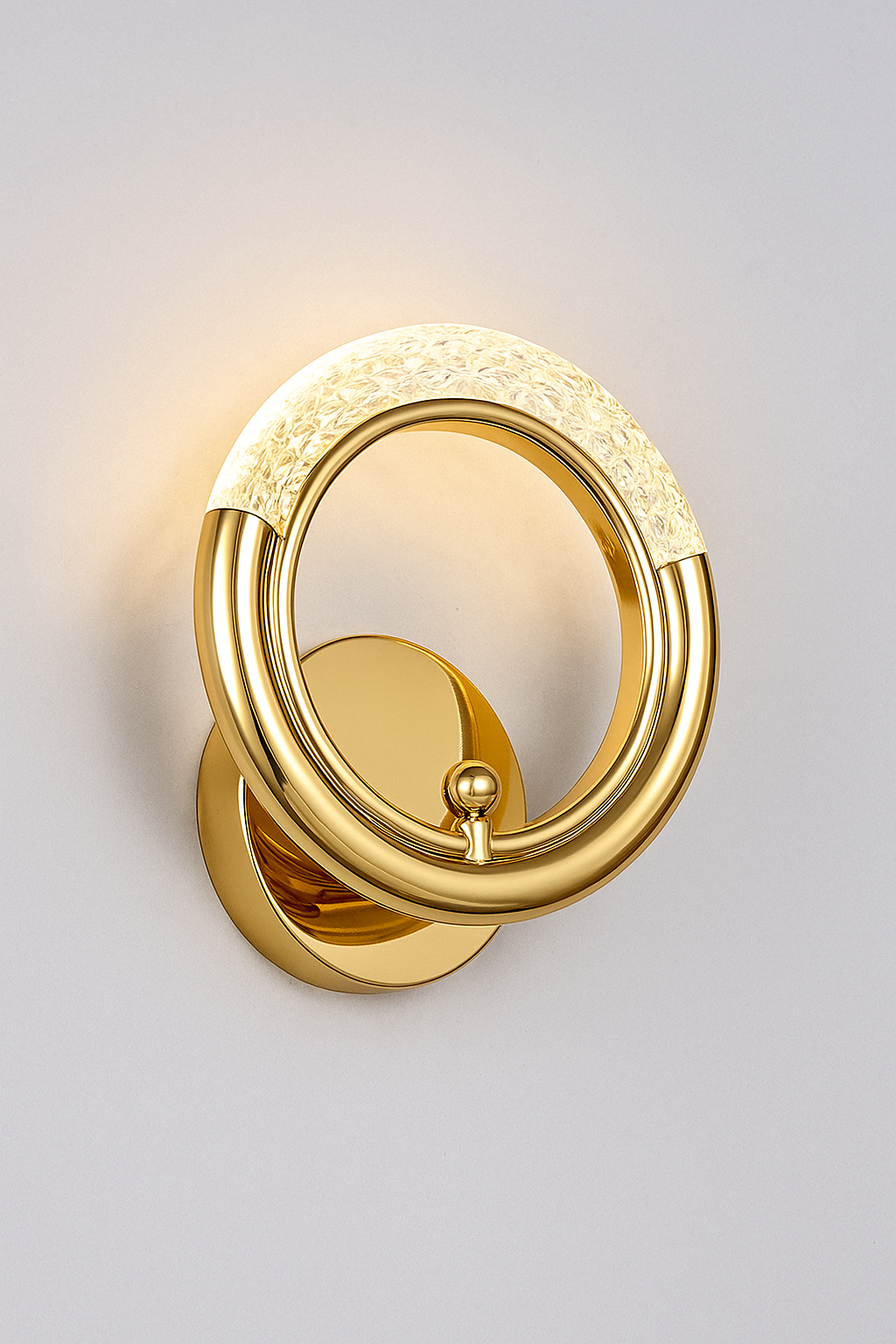 blissbells Modern Crystal Ring LED Wall Light – Elegant Rose Gold Finish, Decorative Indoor Lighting Fixture (Crystal Ring Warm)