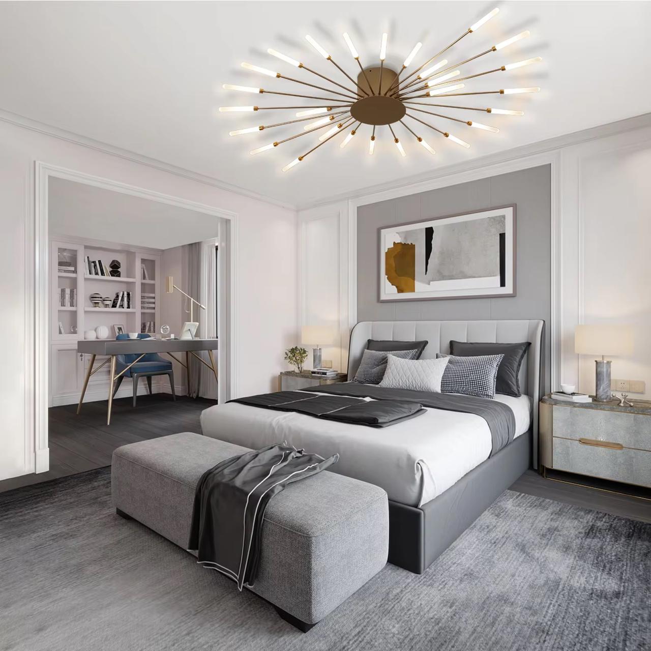 blissbells 28 Light Gold Body AcryIic LED Chandelier Ring for Living Room Lamp - Warm White