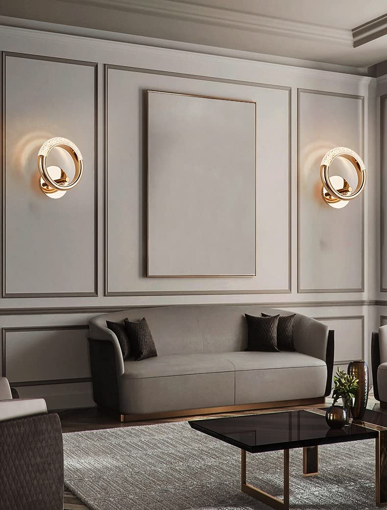 blissbells Modern Crystal Ring LED Wall Light – Elegant Rose Gold Finish, Decorative Indoor Lighting Fixture (Crystal Ring Warm)