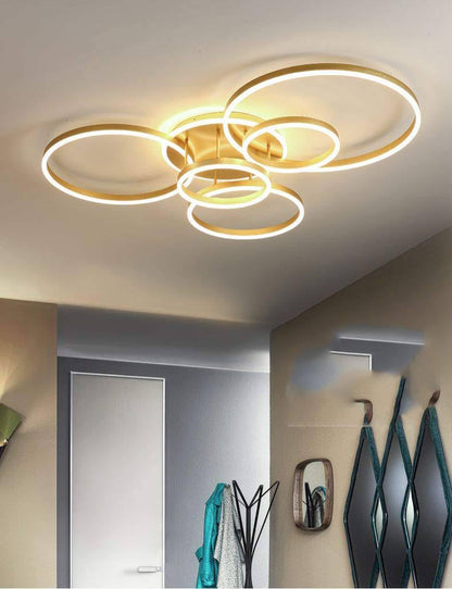 blissbells 5 Light Golden Body Modern LED Ring Chandelier for Dining Living Room Lamp - Warm White