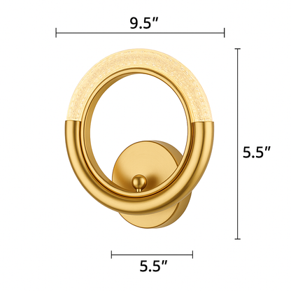 blissbells Modern Crystal Ring LED Wall Light – Elegant Rose Gold Finish, Decorative Indoor Lighting Fixture (Crystal Ring Warm)