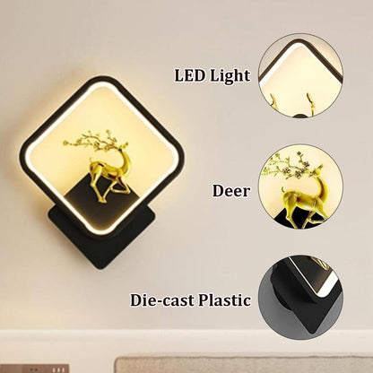 blissbells LED 13 Watt Golden Rein Deer Black Square Wall Light for Home Warm White, Cool White, Natural White