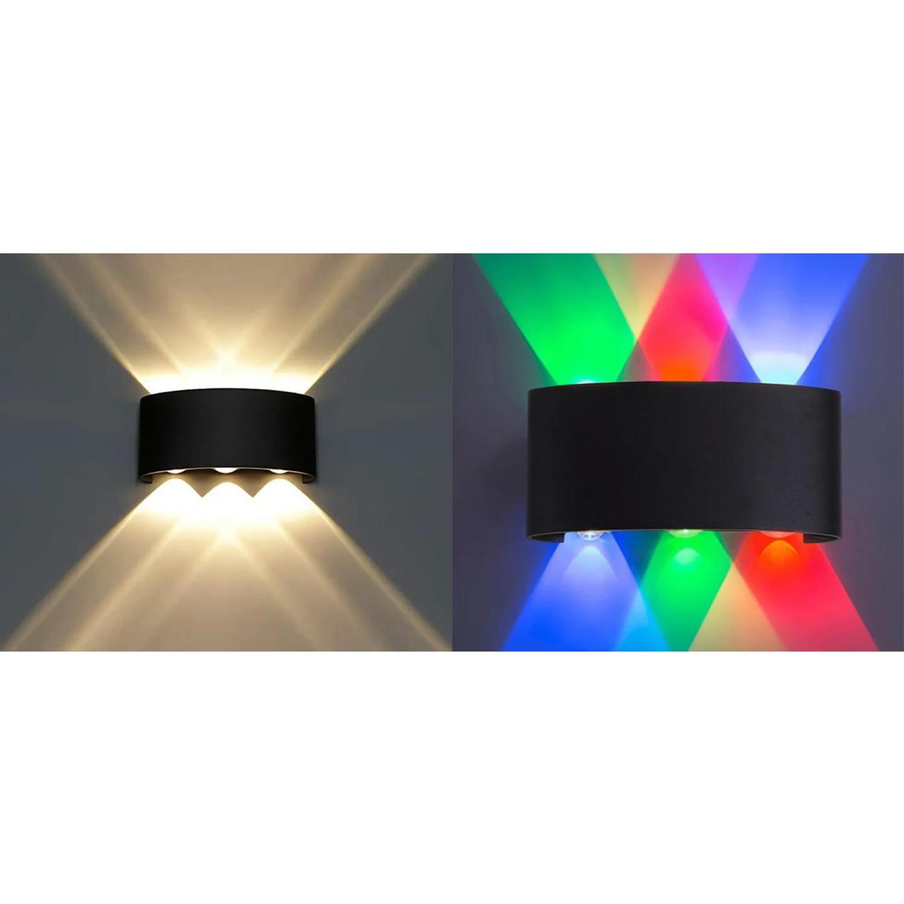 blissbells Metal 6 Watts 6 Ray Oval Up-Down Outdoor LED Outdoor Waterproof IP65 Exterior Wall Step Light Fixture Waterproof Lamp (6 Side Color)