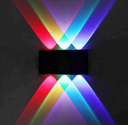 blissbells Metal 6 Watts 6 Ray Oval Up-Down Outdoor LED Outdoor Waterproof IP65 Exterior Wall Step Light Fixture Waterproof Lamp (6 Side Color)