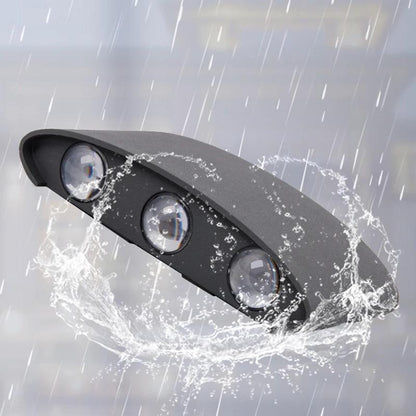 blissbells Metal 6 Watts 6 Ray Oval Up-Down Outdoor LED Outdoor Waterproof IP65 Exterior Wall Step Light Fixture Waterproof Lamp (6 Side Color)