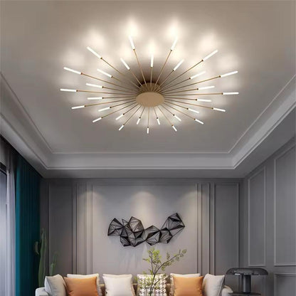blissbells Modern Sputnik Chandelier, 20-Light LED Ceiling Light Fixture, Gold and White