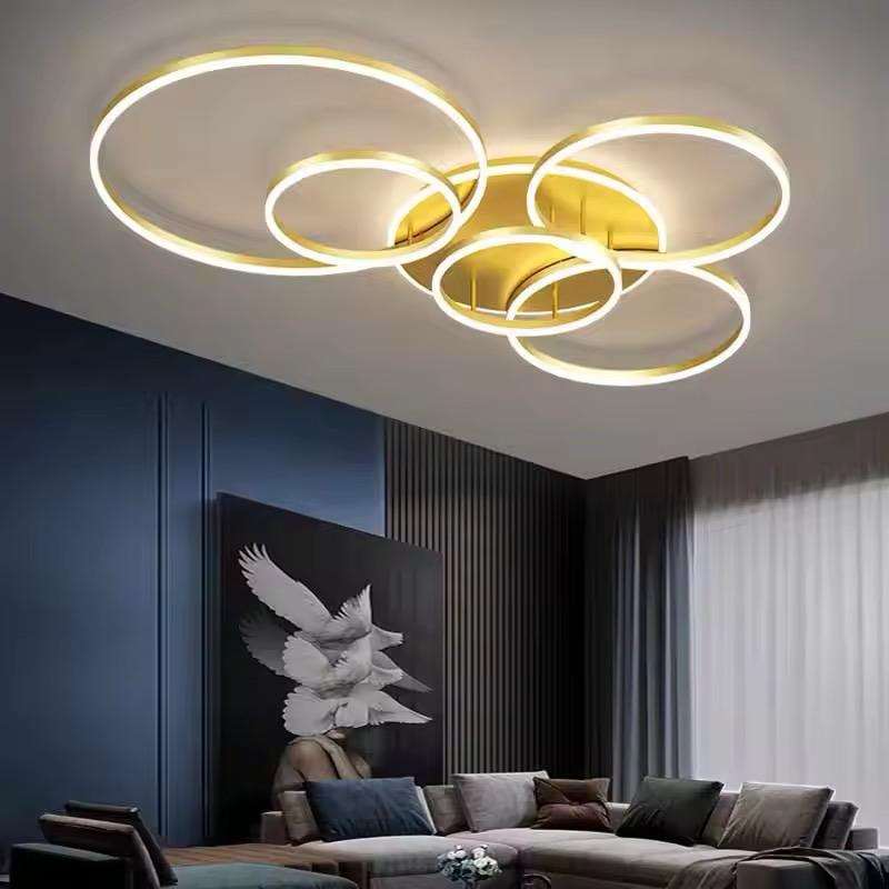 blissbells 5 Light Golden Body Modern LED Ring Chandelier for Dining Living Room Lamp - Warm White