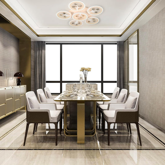 blissbells Modern LED Ceiling Light Fixture, 6-Ring Flower Design, Warm White Illumination