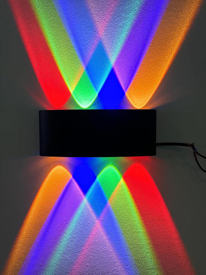 blissbells Multi-Color LED Wall Light, 8 Beam Rainbow Effect, Modern Indoor Sconce, Black