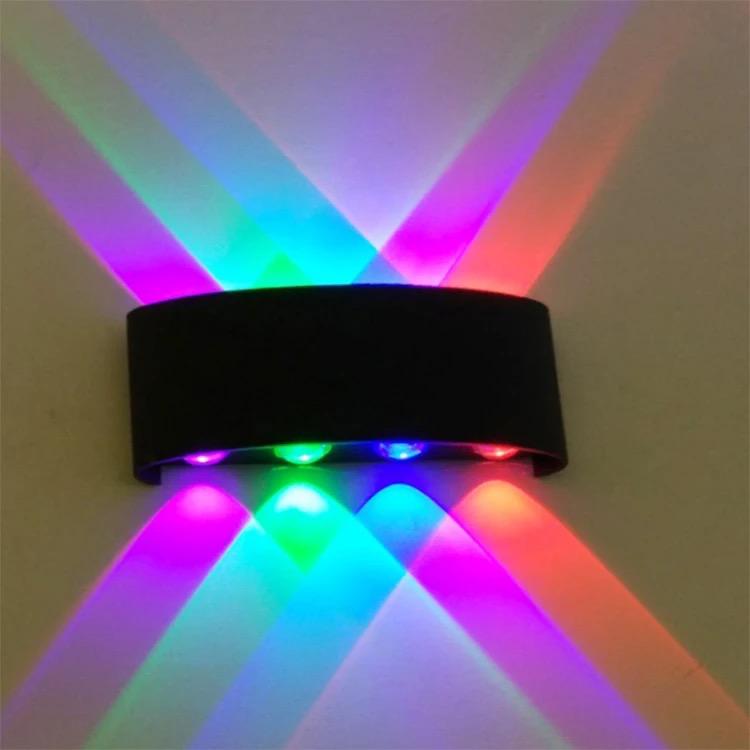 blissbells Multi-Color LED Wall Light, 8 Beam Rainbow Effect, Modern Indoor Sconce, Black
