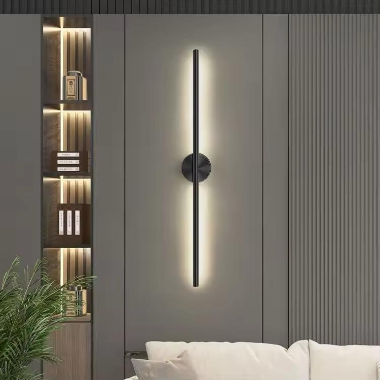 blissbells Modern LED Wall Sconce Light, Linear Wall Lamp with Black Base, Minimalist Design, Warm White