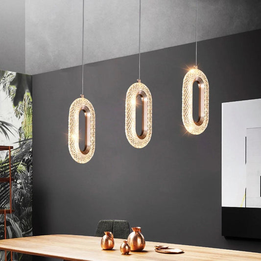 blissbells Oval Shape Modern Style Led Glossy Crystal Gold Creative Led Pendant Lamp/Hanging Lamp/Ceiling Light Pack of 1 Warm White