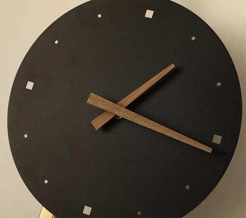 blissbells Modern Abstract Wall Light with Integrated Clock, Minimalist Design in Black and Gold (Clock and Circles)