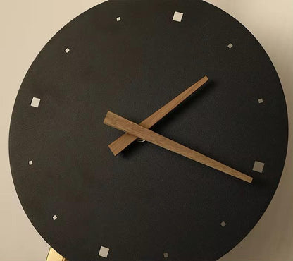 blissbells Modern Abstract Wall Light with Integrated Clock, Minimalist Design in Black and Gold (Clock and Circles)