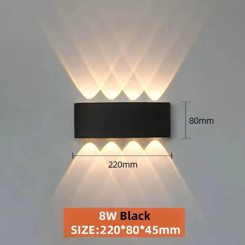 blissbells 8 Watt 8 Rays Up-Down LED Outdoor Wall Lights Waterproof IP65 (Warm White) with Metallic Body (8 ray Warm)