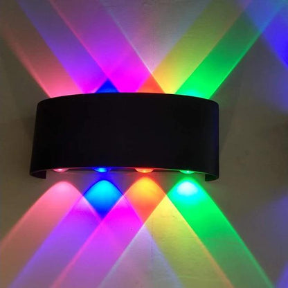 blissbells Multi-Color LED Wall Light, 8 Beam Rainbow Effect, Modern Indoor Sconce, Black