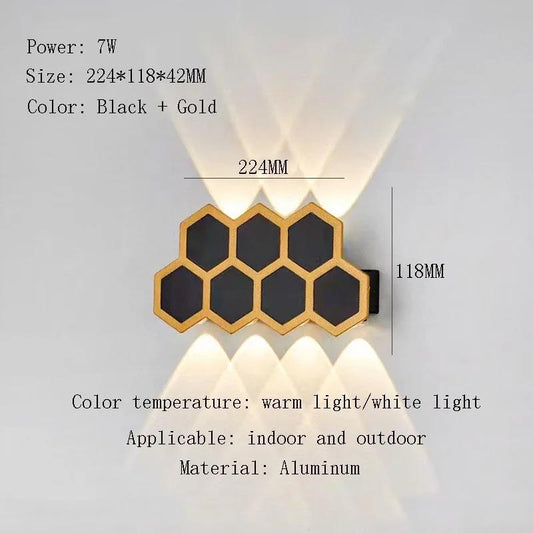 blissbells LED Indoor/Outdoor Oval BlackGold Wall Light, Warm White Light, IP-65 Rainproof & Shockproof Body. (BlackGold 7 Up & 7 Down), Pack of 1