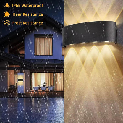 blissbells 8 Watt 8 Rays Up-Down LED Outdoor Wall Lights Waterproof IP65 (Warm White) with Metallic Body (8 ray Warm)
