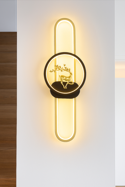 blissbells Modern LED Wall Light with Golden Deer Design – Luxury Decorative Indoor Lighting for Living Room, Bedroom, Hallway & Staircase – Warm White Ambient Glow