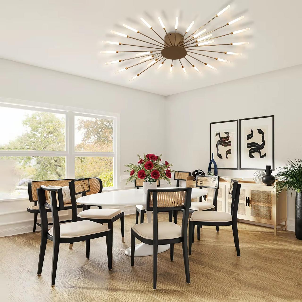 blissbells 28 Light Gold Body AcryIic LED Chandelier Ring for Living Room Lamp - Warm White