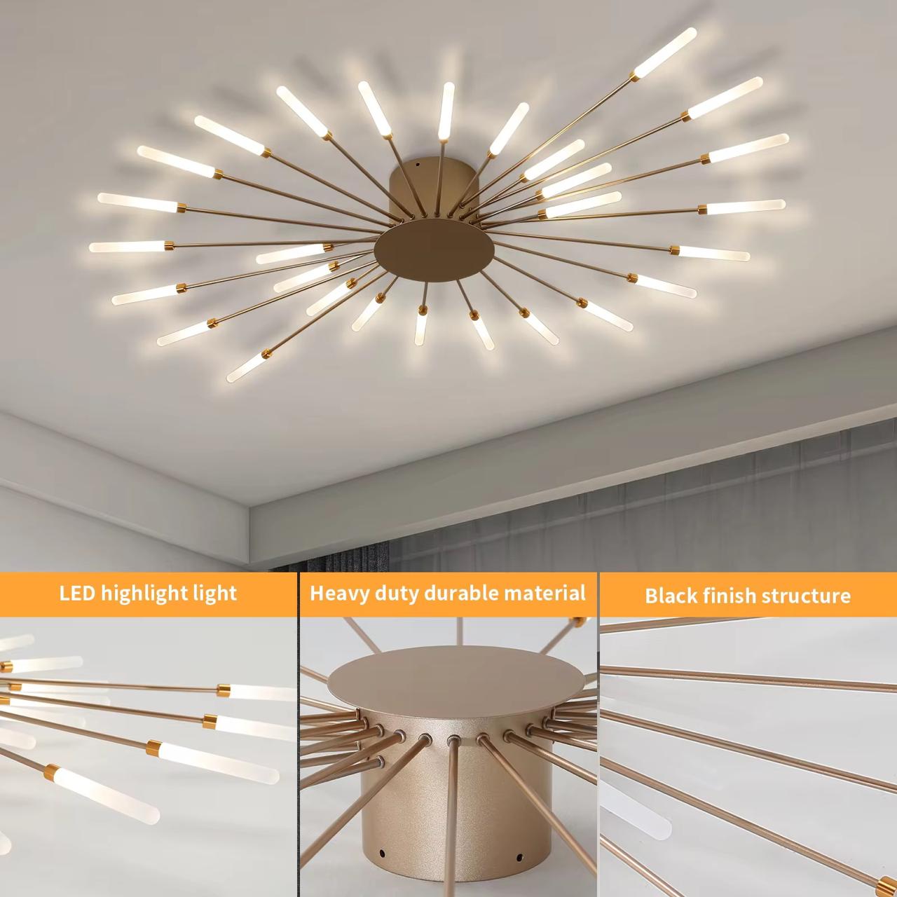 blissbells 28 Light Gold Body AcryIic LED Chandelier Ring for Living Room Lamp - Warm White