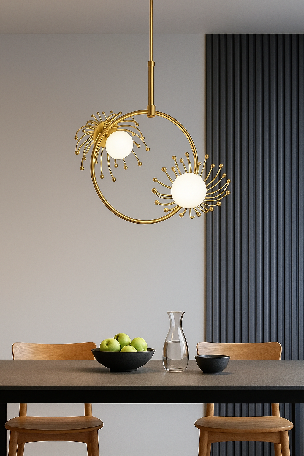blissbells Luxury Dandelion-Inspired LED Pendant Light | Modern Rose Gold Floral Hanging Ceiling Lamp for Living Room, Bedroom, Hallway & Foyer (Glass Globe & Ring)