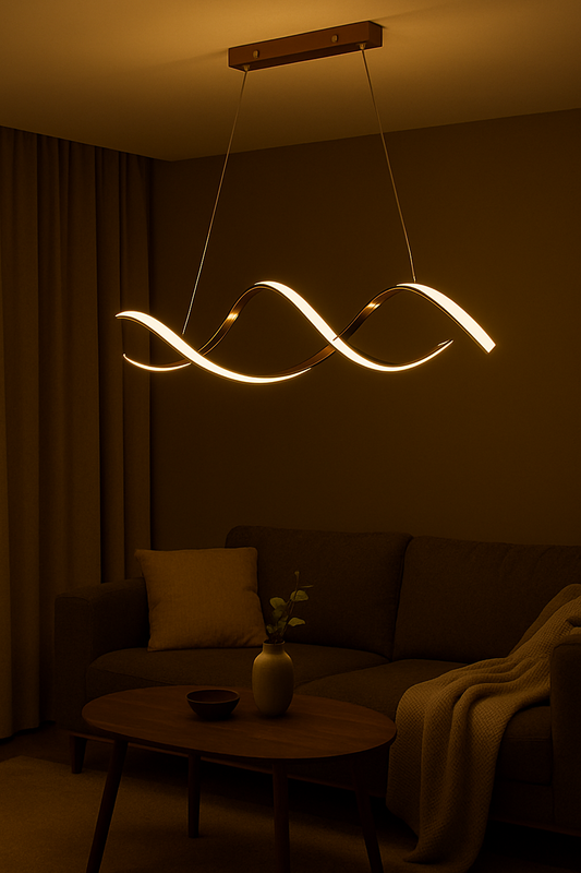 blissbells Modern LED Pendant Light, Wave Design Chandelier, Twister Dimmable Ceiling Lamp for Dining Room Rose Gold